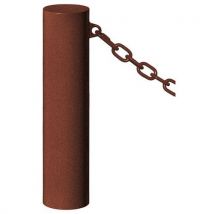 Procity - Borne Barcelone Ø 16 cm 1 anneau - Zinc aspect Corten Marron - 70 cm - Fixation à sceller - 5 ans garantie