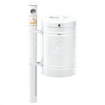 Cendrier/poubelle Guyenne 40 L Poteau Agora Seau Blanc 9010