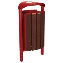 Procity - Cendrier Poubelle Silaos 50L Rouge Foncé Acier Plastique Recyclé Scellement Direct 5 Ans Garantie