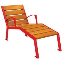 Chaise Longue Silaos 1p Acc. Acier/bois - Rouge 3020/chêne