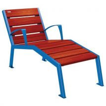 Chaise Longue Silaos 1p Acc. Acier/bois - Bleu 5010/acajou