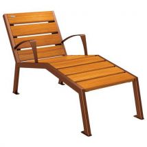 Chaise Longue Silaos 1p Acc. Acier/bois Aspect Corten/chêne