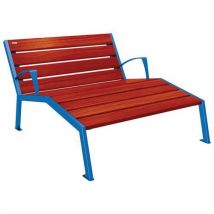 Chaise Longue Silaos 2p Acc. Acier/bois - Bleu 5010/acajou