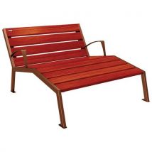 Chaise Longue Silaos 2p Acc. Acier/bois Aspect Corten/acajou