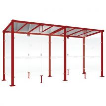 Abri Fumeurs Milan 5 M Bardages Fond/latér. Verre Rouge 3004