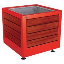 Jardinière Silaos Acier Bois 80x80 Cm Bac Acajou/rouge 3020