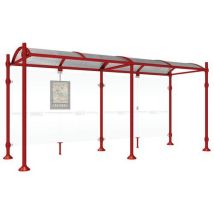 Abri Bus Province 5 M Sans Bardages Latéraux Inox Rouge 3004