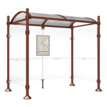 Procity - Abri bus Province 2.50m aspect Corten - Aluminium, Verre, Polycarbonate - 2 bardages lat. - 5 ans garantie