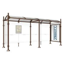 Procity - Abri bus Province 5m vitrine City marron - Verre et Aluminium - 5 ans garantie