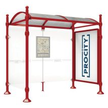 Procity - Abri bus Province 2.50m vitrine - Rouge foncé - Aluminium et Verre - 5 ans garantie
