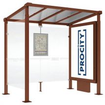 Abri Bus Milan 2.50 M 1 Caisson 1 Bardage Lat. Aspect Corten