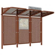Abri Bus Conviviale 3m Fond Acier Aspect Corten