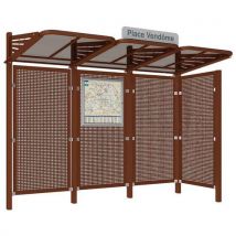 Abri Bus Conviviale 3 M Acier Bardage Droit Aspect Corten