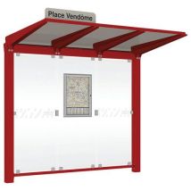 Procity - Abri bus Venise 2.50m Rouge Foncé - Verre & Polycarbonate - 5 Ans Garantie