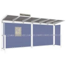 Procity - Abri bus Venise 5m - Bardages latéraux - Blanc 9010 - Verre et Acier - 5 ans Garantie