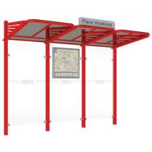 Abri Bus Conviviale 3 M Sans Bardages Latéraux Rouge 3020
