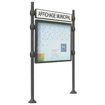 Procity - Panneau d'affichage extérieur double face 80x120 cm Gris - Magnétique et résistant - Idéal pour vitrines