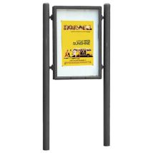 Procity - Panneau Carrefour Vitrine Simple Face 125.5x90 cm Gris - Magnétique Acier Blanc - Extérieur Aluminium Verre Levante