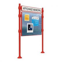 Panneau Affch. Double Face Titre 87x122.5 Inox Rouge 3020