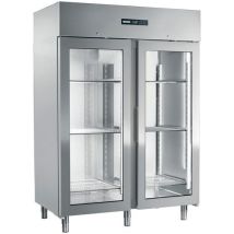 Afinox - Armoire positive GN2/1 2 portes vitrées 1400L - Groupe froid logé - 230V - Idéal restauration