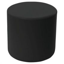 Pouf Camomillia Rond Hauteur 45 Cm Simili Cuir Noir