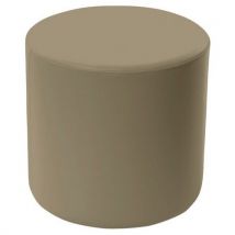 Pouf Camomillia Rond Hauteur 45 Cm Simili Cuir Taupe Clair