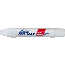 Markal - Marqueur Peinture Jumbo Pro-Max Blanc - Pointe Extra Large Biseautée - Trait 5-14mm - Résistant -18°C à 66°C