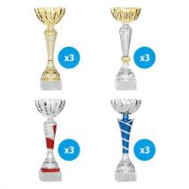 Lot de 12 - Coupes Argent Et Or - Hauteur Moyenne De 24 Cm.