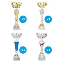 Lot de 12 - Coupes Argent Et Or - Hauteur Moyenne De 27 Cm.