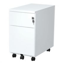 Caisson Mobile Slim À Roulettes 2 Tiroirs Blanc 9010