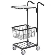 Mini-chariot Noir 1 Tablette Et 1 Panier-4 Roues Pivotantes