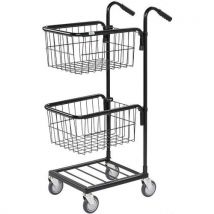 Mini-chariot Noir - 2 Paniers - 4 Roues Pivotantes
