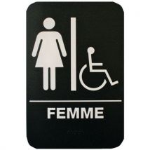 Plaque De Signalisation Toilettes Femmes_handicapé - Pvc Rigide - Noir