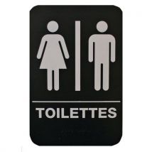 Plaque De Signalisation Toilettes H/f - Pvc Rigide - Noir
