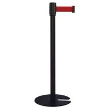 Poteau Noir Sangle Rouge 2m Base Emboîtable Noir