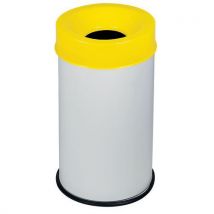 Corbeille Blanc Anti-feu Avec Couvercle Jaune 50l