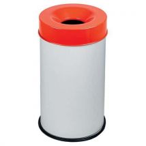 Corbeille Blanc Anti-feu Avec Couvercle Rouge 50l