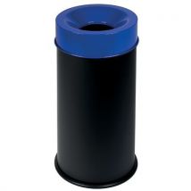 Corbeille Noir Anti-feu Avec Couvercle Bleu 90l