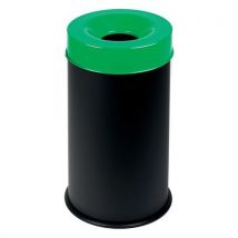 Corbeille Noir Anti-feu Avec Couvercle Vert 50l
