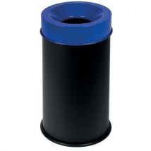 Corbeille Noir Anti-feu Avec Couvercle Bleu 50l