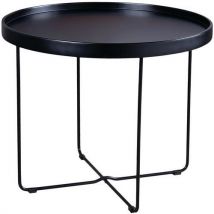 Somcasa - Table basse Dave Ø 60 cm - Plateau Noir, Pied Métal Noir - Design Moderne et Robuste