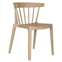 Veba - Lot de 4 chaises empilables WINDSON sable en PP - Assise et dossier beige - Pour intérieur et extérieur