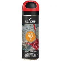 Soppec - Traceur de chantier Premium Fluo TP Rouge - Aérosol 500 mL - Marquage haute visibilité et écologique