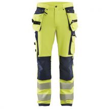 Blaklader - Pantalon Stretch 4D Haute Visibilité Jaune/Noir - Taille 58 Courte - Norme EN 20471 Classe 2 - Confort & Sécurité
