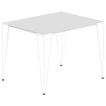 Table Réunion Lori 100 X 70 Cm Plateau Gris Clair Pied Blanc