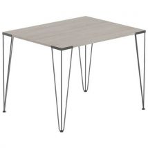Table Réunion Lori 100 X 70 Cm Plateau Chêne Gris Pied Noir