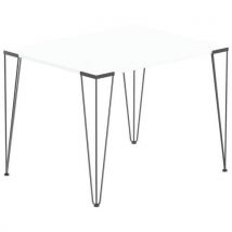 Table Réunion Lori 120 X 70 Cm Plateau Blanc Pied Noir