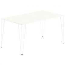Table Réunion Lori 120 X 80 Cm Plateau Sable Pied Blanc