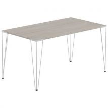 Table Réunion Lori 140 X 80 Cm Plateau Chêne Gris Pied Alu