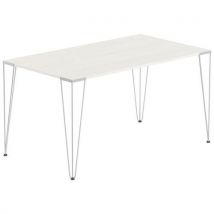 Table Réunion Lori 140 X 80 Cm Plateau Pin Pied Alu